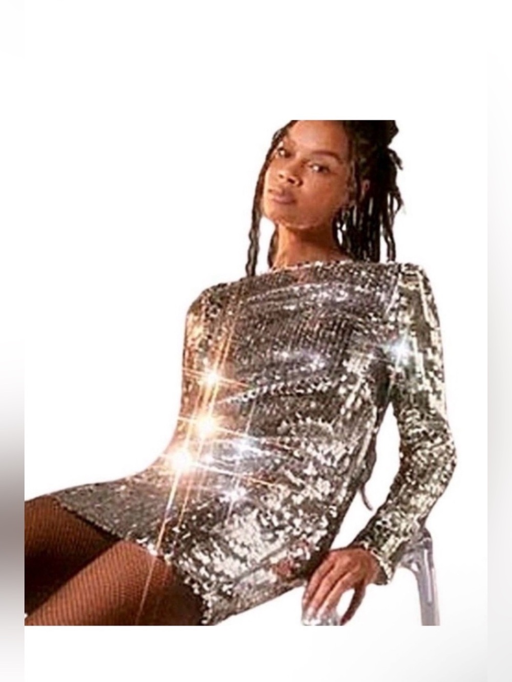 O.P..T. by Anthropologie Sequin Dress with Pockets Size Medium Long Sleeve